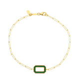 Damen Armband in 750/18 Karat Gelbgold mit Malachit, Malachit Eleganz - 276796
